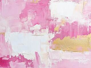 Poster - Abstract painting featuring rough textures in pastel pink and white suitable for backgrounds or decorative elements