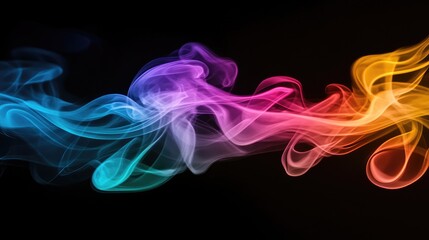 Poster - colorful swirling smoke vortex on black background