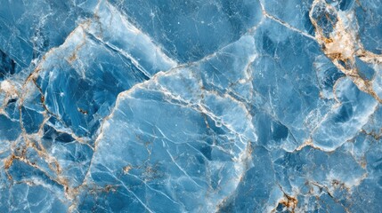 Poster - Close up of a blue marble texture background showcasing intricate patterns and details