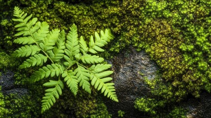 Poster - Close Up of Moss and Fern Leaves