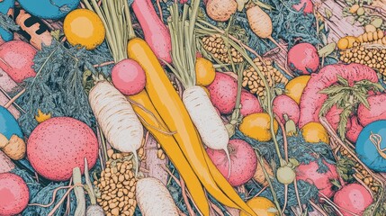 Poster - Closeup of Mixed Raw Vegetables Healthy
