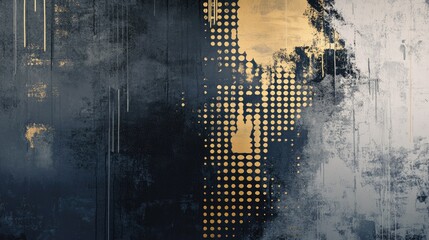 Aufkleber - Abstract modern painting featuring an elegant dark grey backdrop with halftone patterns