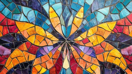 Aufkleber - Abstract illustration of mosaic patterns resembling a kaleidoscope showcasing decorative finishes with vibrant textures and colors typical of mosaic materials