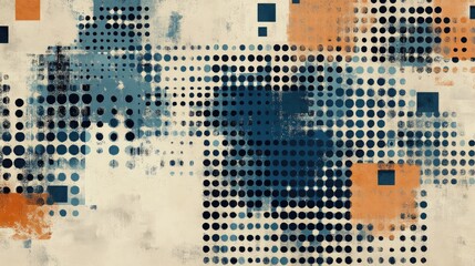 Poster - Abstract Digital Wallpaper Design With Blue Brown And Black Pixel Patterns Square And Rectangle Shapes Representing Technology Communication And Information Concepts