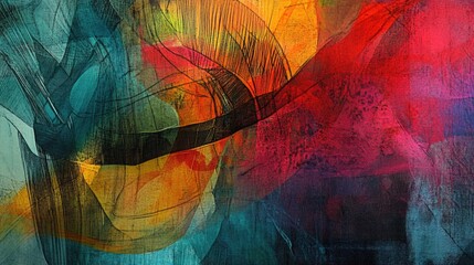 Aufkleber - Artistic representation featuring drawings textures backgrounds lines patterns and vibrant colors in expressive imagery