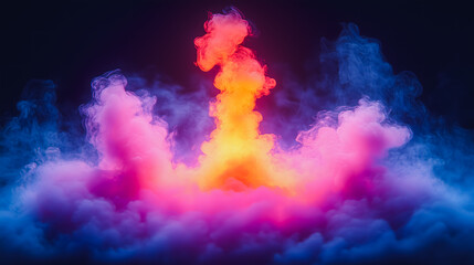 Sticker - A colorful cloud of smoke with a yellow flame in the middle. The smoke is pink, blue, and purple