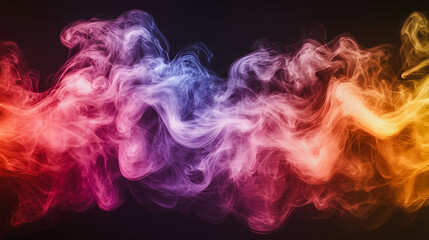 Wall Mural - A vibrant and colorful smoke trail with a purple and orange section. The smoke is a mix of purple and orange, creating a dynamic and eye-catching display. The smoke is flowing in a wave-like pattern