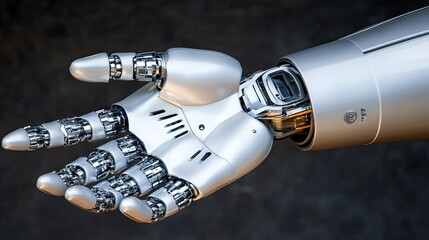 Poster - A human man tenderly embracing a robot, showing affection and emotional connection between human and machine in a futuristic, sci-fi environment.