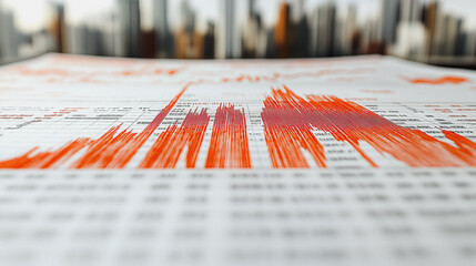 Poster - A graph with red lines and orange numbers. The graph is on a white background. The graph is showing a downward trend