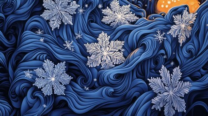 Wall Mural - Frozen Dance, Snowflakes