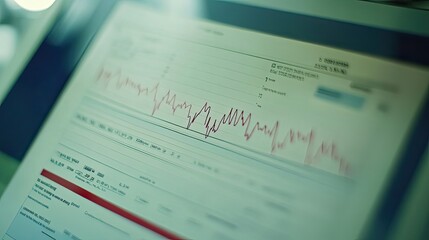 Poster - A Red Line Graph on a White Page with Green Tint