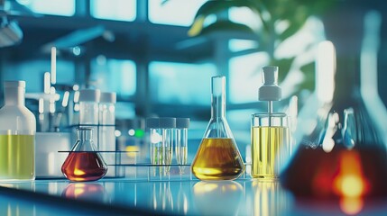 Poster - Laboratory Setup with Glassware and Liquids