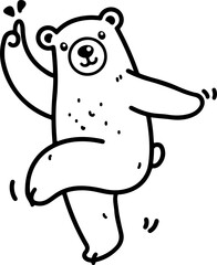 Wall Mural - cartoon dancing bears in hand-drawn line art style. vector illustration, isolated and perfect for ki
