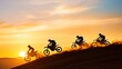 © Sumet - Dramatic Sunset Motocross Riders Silhouette Shot