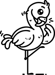 Wall Mural - cartoon flamingo, hand-drawn in line art style. vector illustration, isolated for easy use in kid's 