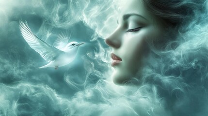Wall Mural - Freedom and creative mind. Flow idea. Multi-color visual.