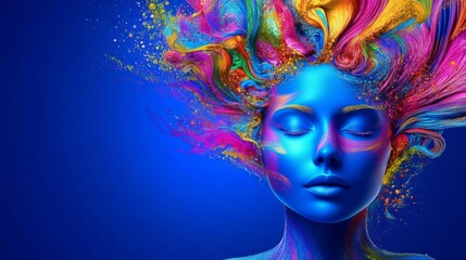 Wall Mural - Freedom and creative mind. Flow idea. Multi-color visual.