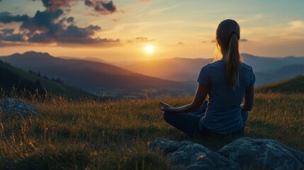 Wall Mural - Freedom and creative mind. Meditation in nature.