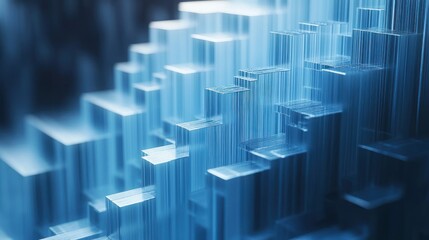 Poster - Abstract Glass Cubes in a Blue Gradient Background
