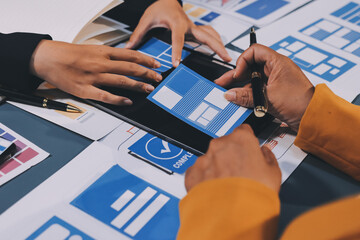 The designer team is designing the uxui system to make the uxui system work well on new phones and support system updates. Website development concept UI UX front end designer