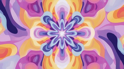 Aufkleber - Abstract kaleidoscope illustration featuring a vibrant psychedelic pattern suitable for fabric wallpaper or carpets