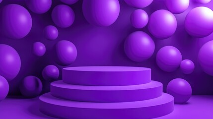 Aufkleber - 3D rendered purple podium featuring vibrant spheres
