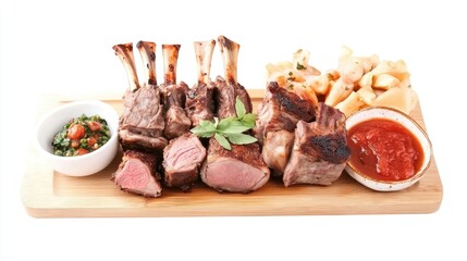 Poster - Assorted Lamb Dishes Isolated on White Background