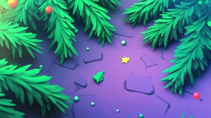 Poster - Christmas backdrop featuring fir tree branches