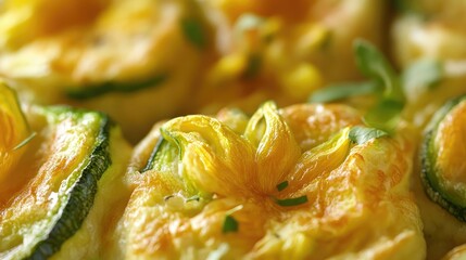 Poster - Close Up Image of Zucchini or Squash Blossom Omelette