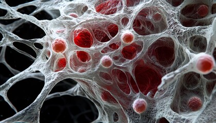 A 3D view of a cluster of embryonic stem cells under a microscope, with soft, translucent membranes and the process of cell division visible.