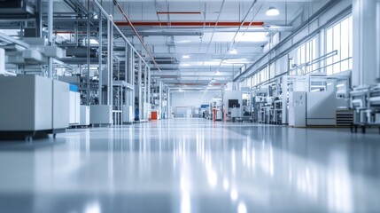 Poster - A spacious industrial facility with machinery and equipment in a well-lit environment.