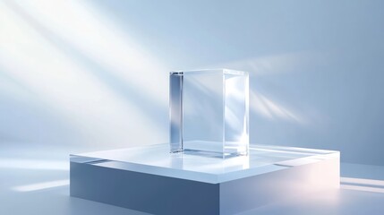 Aufkleber - 3D glass display background with a clear podium for showcasing products featuring a crystal rendered square box