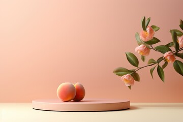 Wall Mural - Peaches and Flowers on a Minimalist Stage