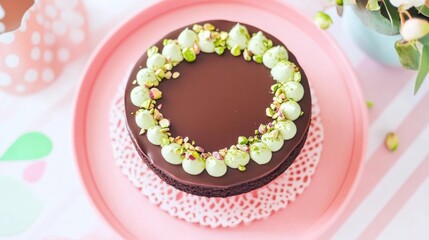 Poster - Chocolate Cake Topped with Pistachio Nuts