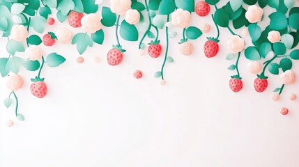 Poster - Close Up of Wild Strawberries on White Background
