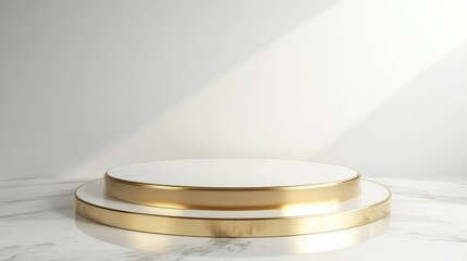 Aufkleber - 3D rendered white and gold podium backdrop for cosmetics or products