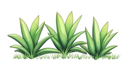 Aufkleber - 2D cartoon illustration of a decorative plant set against a clean white background