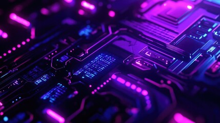 Aufkleber - 3D rendering of an abstract geometric background in purple and blue hues Cyberpunk theme Suitable for advertising technology banners cosmetic promotions showrooms and business applications Sci Fi