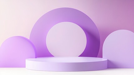 Aufkleber - 3D geometric shapes in purple violet and white create a minimal studio background with square podiums Abstract illustration for showcasing cosmetic or fashion products