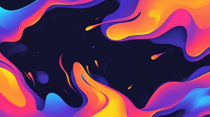 Aufkleber - Abstract Flame Wallpaper With Ample Space Colorful Background Featuring Flames On A Black Surface Orange And Yellow Fire Flames With Blue And Purple Smoke Dark Blue Backdrop