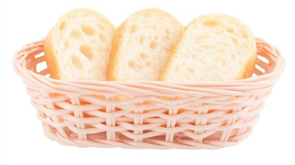 Aufkleber - Bread Slices in a Basket on a White Background Clipping Path Included