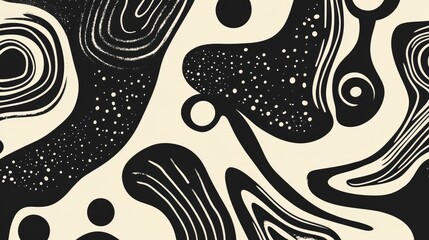 Aufkleber - Abstract fantasy seamless pattern in black and white with a retro design