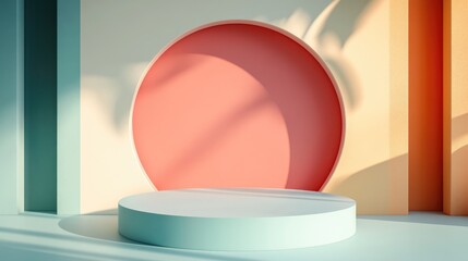 Aufkleber - 3D rendering of an abstract background featuring a product display podium A blank scene showcasing a mockup with an empty circular stage