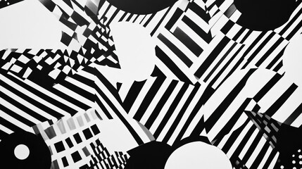 Aufkleber - Black and white artwork featuring geometric designs and patterns