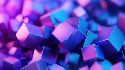 Aufkleber - 3D rendering of an abstract geometric background featuring purple and blue hues Suitable for advertising technology showcases banners cosmetics fashion business and the metaverse Sci Fi illustrati
