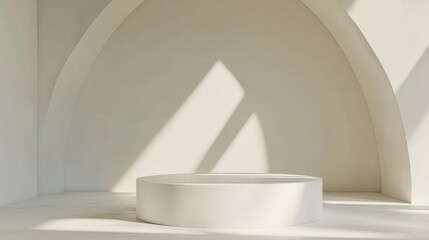 Aufkleber - Abstract 3D realistic white background featuring a cylinder pedestal in a minimalistic scene for product display presentation 3D rendering illustration