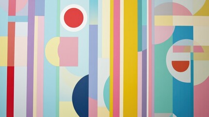 Aufkleber - Children s room wallpaper featuring multicolored geometric shapes of various sizes and vertical lines