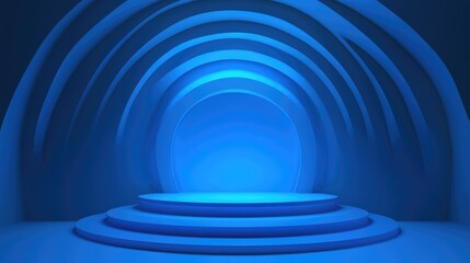 Aufkleber - Abstract geometric design of a blue podium in 3D illustration
