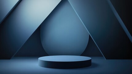 Aufkleber - Abstract 3D rendering of a podium for showcasing products featuring a minimalist geometric background