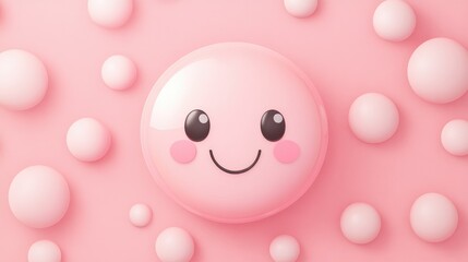 Aufkleber - A cheerful cartoon face surrounded by a pink smiling bubble